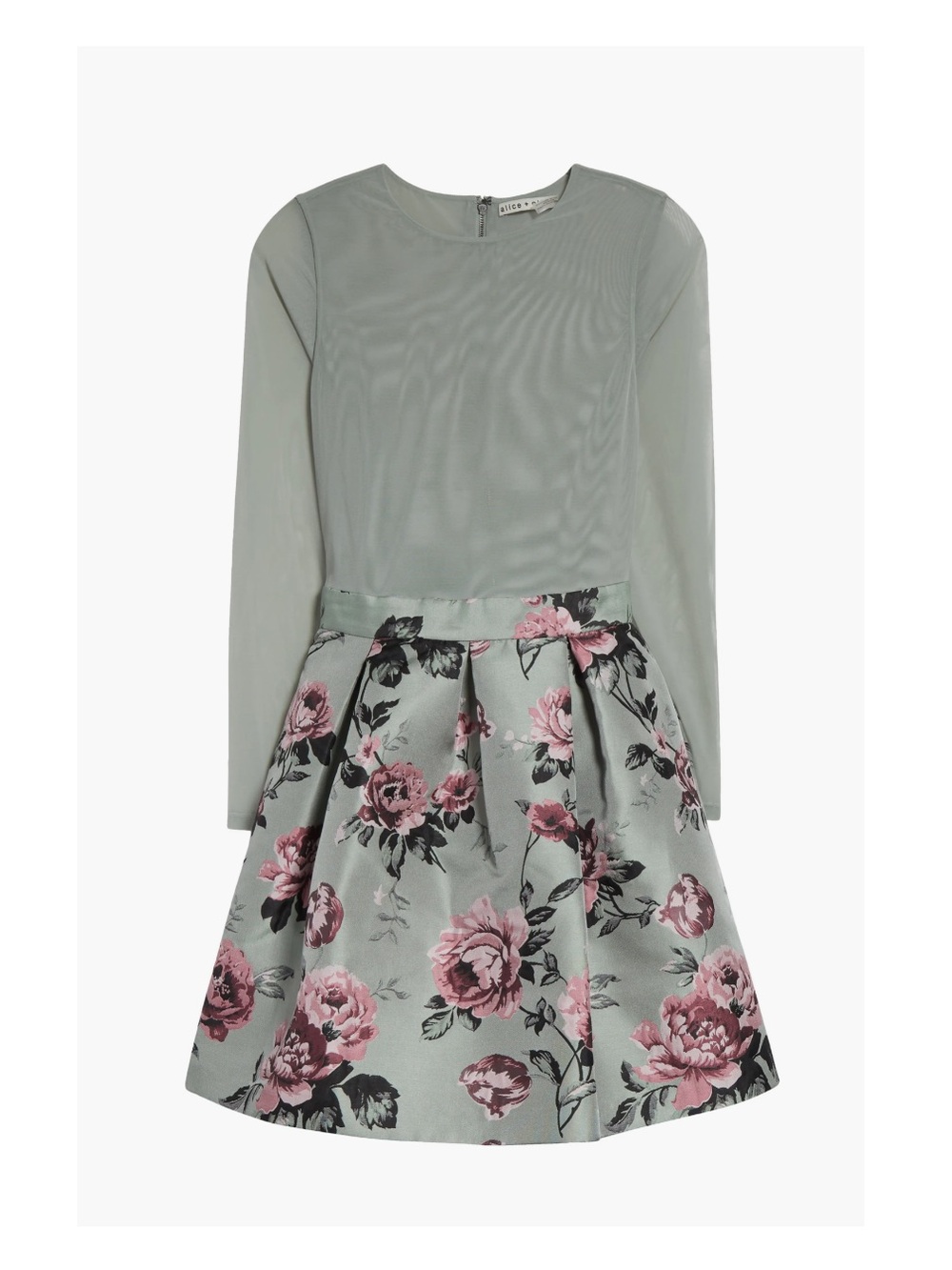 Alice + Olivia Chara Pleated Party Minidress in Sage Size 6 NWT